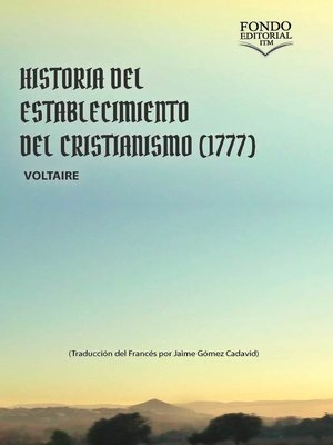 cover image of Historia del establecimiento del cristianismo (1777)